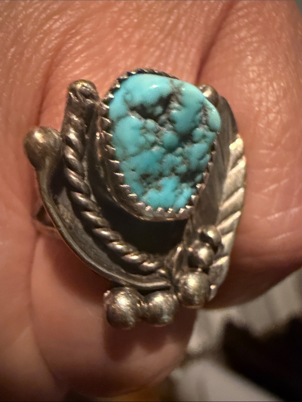 Turquoise Stone Silver-Accent Women's Statement Ring